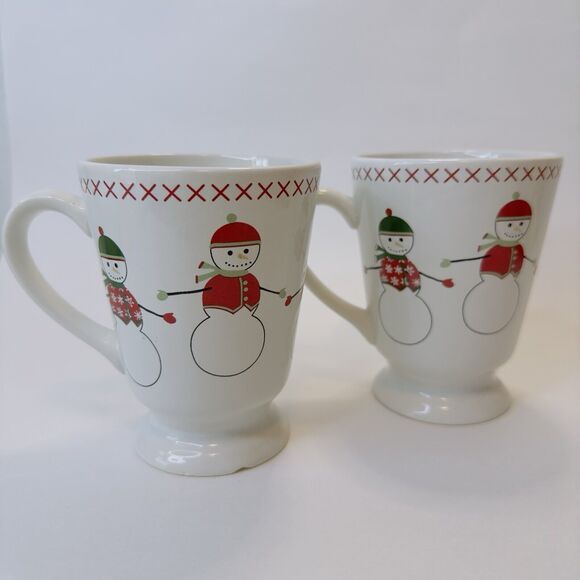 Bay Island Snowman Christmas Cup/Mug 12 oz set of 2 coffee Tea Hot Cocoa Winter - Picture 4 of 11